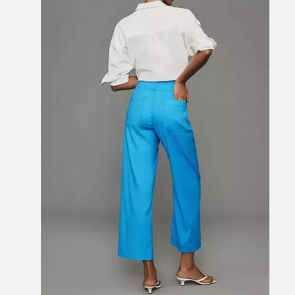 Anthropologie Maeve The Colette Cropped Wide-Leg Pants Linen Sky Blue 30 NWT - Picture 3 of 4